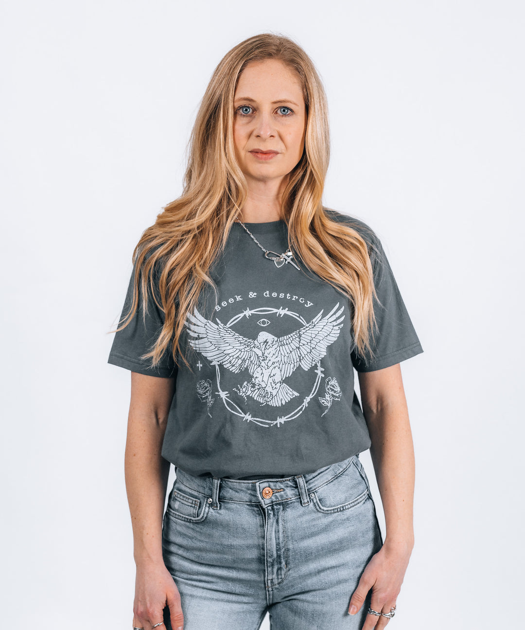 Seek Destroy T-Shirt Grey – Riot Girl - Main Image
